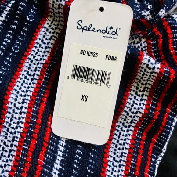 Splendid Mini Dress XS NWT Beachcomber Overlay Red Blue Vacation Beach Summer - Picture 3 of 7